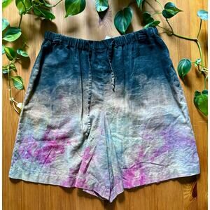 Ombre Tie Dye Shorts Draw String Waist Black Pink Purple Vintage Loungewear